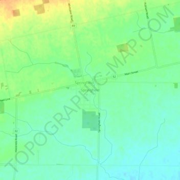 Carte topographique Springfield, altitude, relief