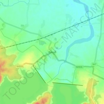 Carte topographique Balod, altitude, relief