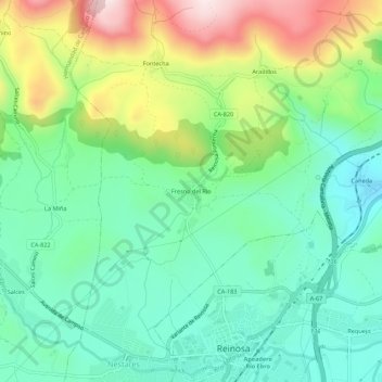 Carte topographique Fresno del Río, altitude, relief