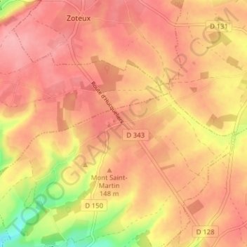 Carte topographique Sehen, altitude, relief