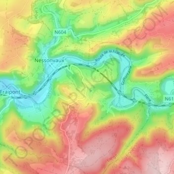 Carte topographique Trasenster, altitude, relief