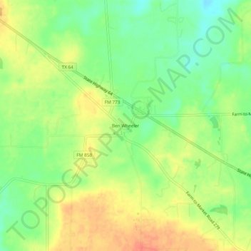 Carte topographique Ben Wheeler, altitude, relief