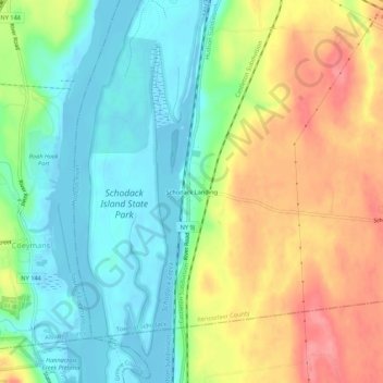 Carte topographique Schodack Landing, altitude, relief