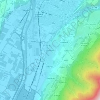 Carte topographique Villard Didier, altitude, relief