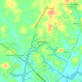 Carte topographique Kane, altitude, relief