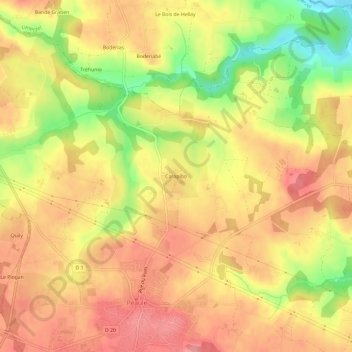 Carte topographique Carapibo, altitude, relief