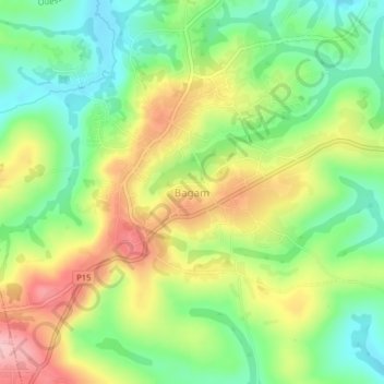 Carte topographique Bagam, altitude, relief