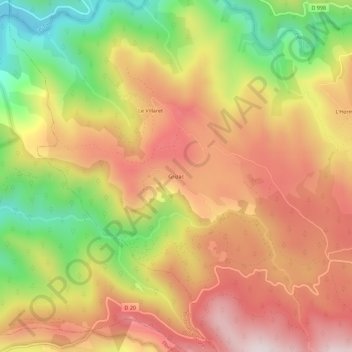 Carte topographique Grizac, altitude, relief