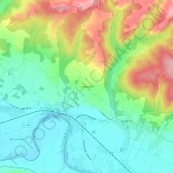 Carte topographique Fontaurié, altitude, relief