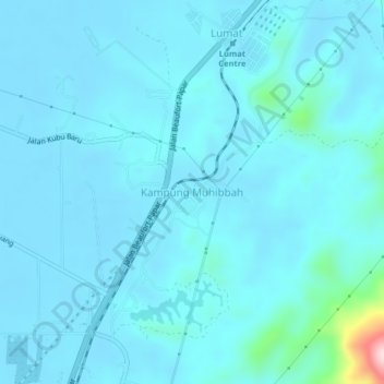 Carte topographique Kampung Muhibbah, altitude, relief