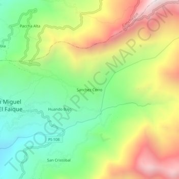 Carte topographique Sanchez Cerro, altitude, relief