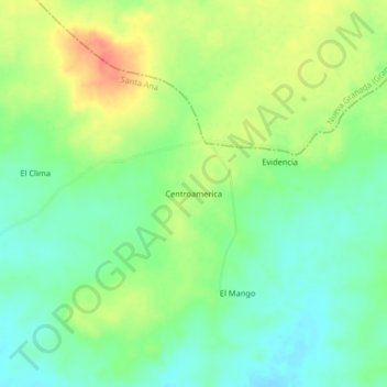 Carte topographique Centroamerica, altitude, relief