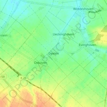 Carte topographique Deelen, altitude, relief