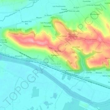 Carte topographique Rossignol, altitude, relief