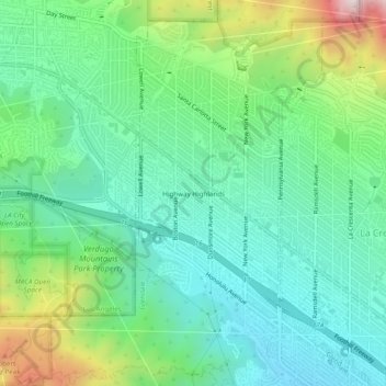 Carte topographique Highway Highlands, altitude, relief
