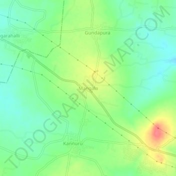 Carte topographique Mangala, altitude, relief