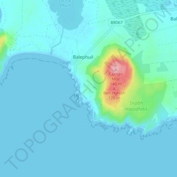 Carte topographique West Hynish, altitude, relief