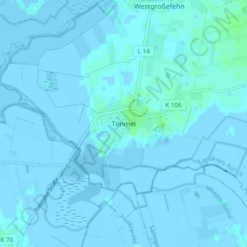 Carte topographique Timmel, altitude, relief