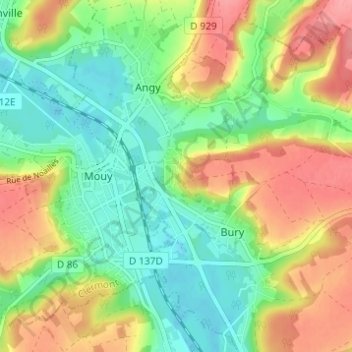 Carte topographique Cité Herminie, altitude, relief