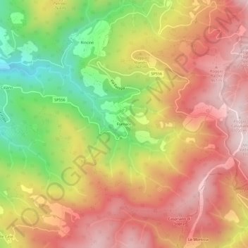 Carte topographique Fornace, altitude, relief