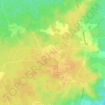 Carte topographique Libardac, altitude, relief