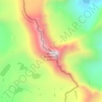 Carte topographique Mount Humphreys, altitude, relief