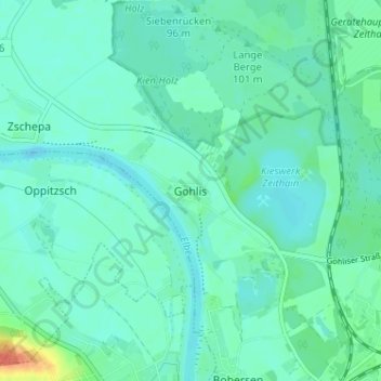 Carte topographique Gohlis, altitude, relief