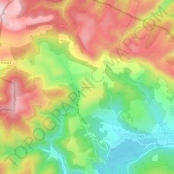 Carte topographique Rocozels, altitude, relief