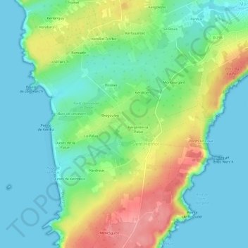 Carte topographique Pen-ar-Guer-est, altitude, relief