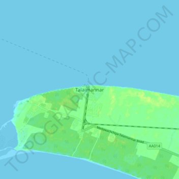 Carte topographique Talaimannar, altitude, relief