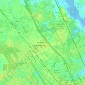 Carte topographique Pinewood Vista, altitude, relief