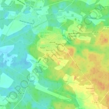 Carte topographique Lartigue, altitude, relief