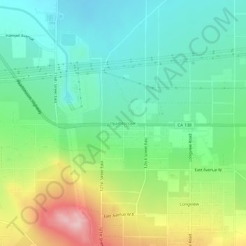 Carte topographique Pearblossom, altitude, relief