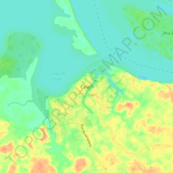 Carte topographique Coari, altitude, relief