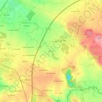 Carte topographique Corniou, altitude, relief