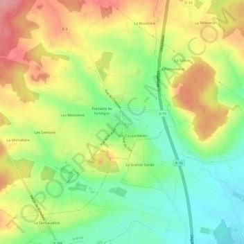 Carte topographique Le Bourg, altitude, relief