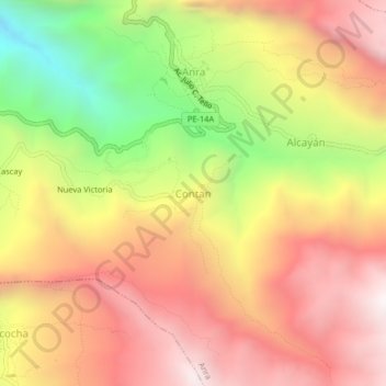 Carte topographique Contan, altitude, relief