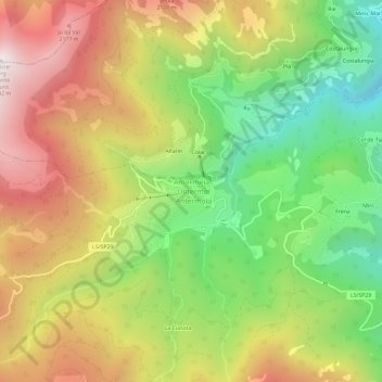 Carte topographique Antermëia - Untermoi - Antermoia, altitude, relief