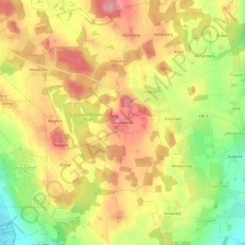 Carte topographique Katzenreuth, altitude, relief