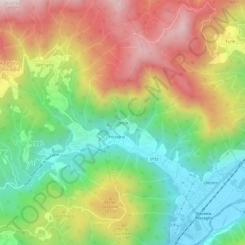 Carte topographique Dezza, altitude, relief