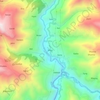 Carte topographique Balag, altitude, relief