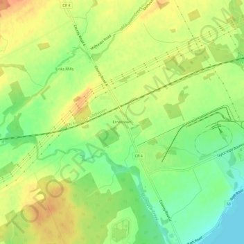 Carte topographique Ernestown, altitude, relief