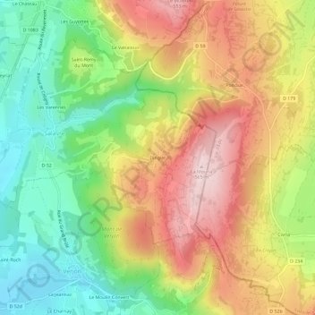 Carte topographique Dingier, altitude, relief