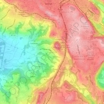 Carte topographique Cartabbia, altitude, relief