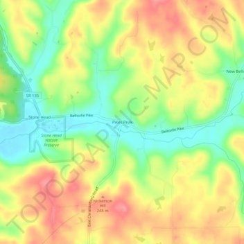 Carte topographique Pikes Peak, altitude, relief
