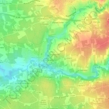 Carte topographique La Baronnière, altitude, relief