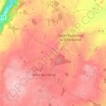 Carte topographique La Bunodière, altitude, relief