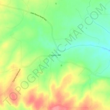 Carte topographique Cypress Mill, altitude, relief