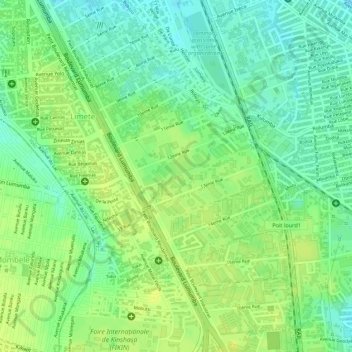 Carte topographique Limete industriel, altitude, relief