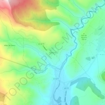 Carte topographique Fontoria, altitude, relief